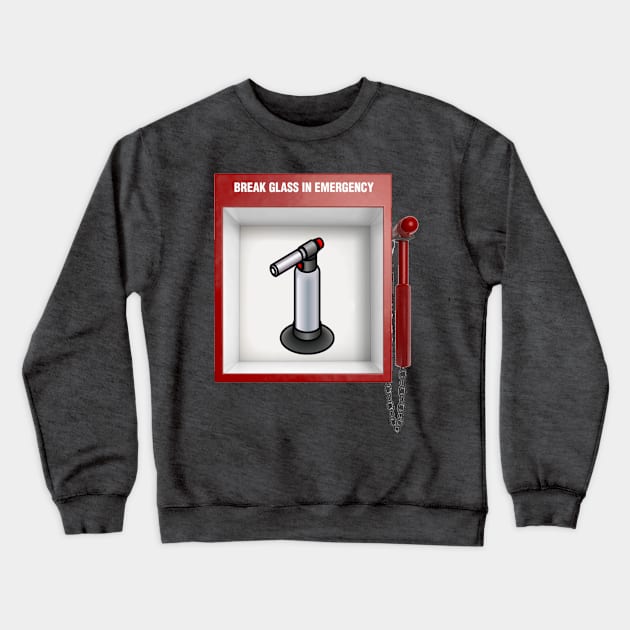 Emergency Crème Brûlée Torch Crewneck Sweatshirt by hauntedgriffin